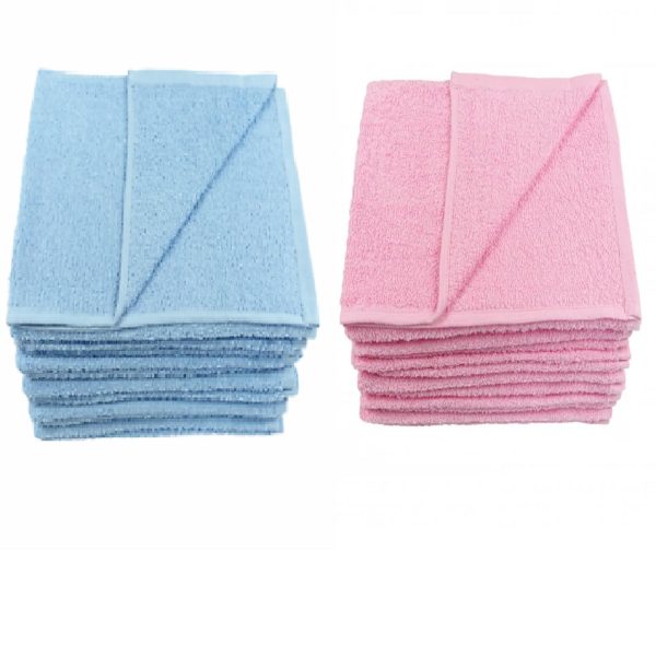 bright bot blue and pink cotton terry squares