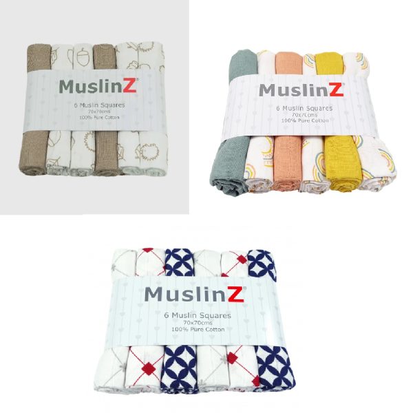 MuslinZ 6 pk pure cotton muslins
